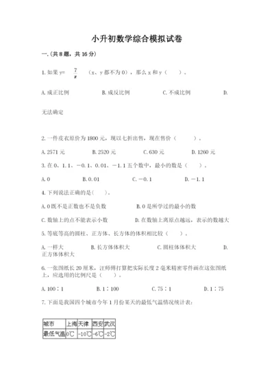 小升初数学综合模拟试卷附答案【b卷】.docx