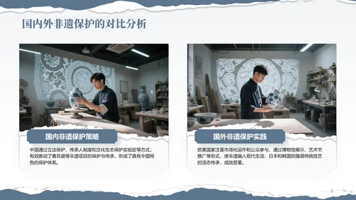 蓝灰色国风非遗传承的当代表达PPT模板