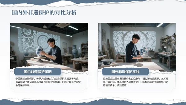 蓝灰色国风非遗传承的当代表达PPT模板