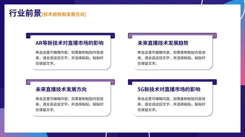 紫色简约渐变直播行业商业模式画布PPT模板