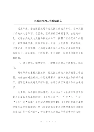 民政局双拥工作总结范文.docx