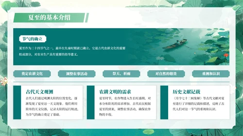 绿色插画二十四节气之夏至教学课件PPT模板
