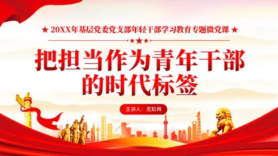 红色党建把担当作为青年干部的时代标签党课课件PPT