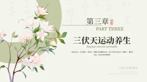 绿色清新中国风三伏天养生中医理疗知识讲座PPT模板
