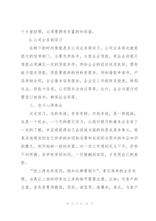 银行实习工作经验总结10篇.docx