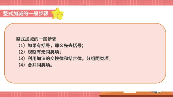 粉色卡通风初一数学整式加减课件PPT模板