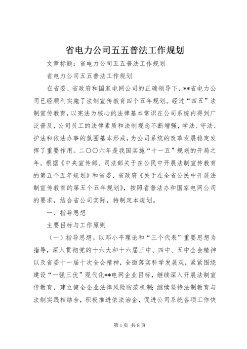 省电力公司五五普法工作规划.docx