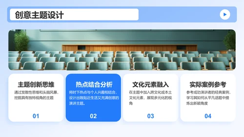 蓝色3D风成功的英语演讲比赛方案PPT模板