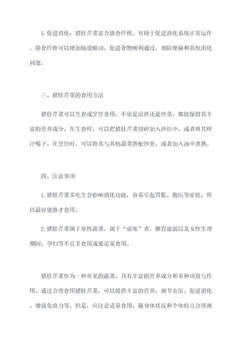 猪肚芹菜的功效与作用