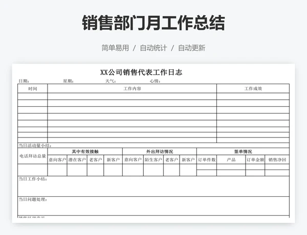 销售部门月工作总结