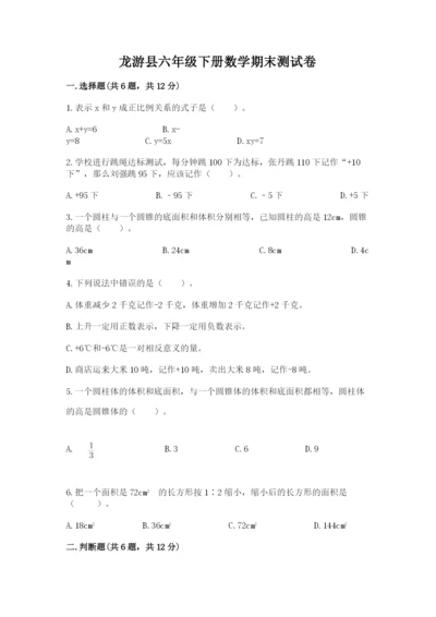 龙游县六年级下册数学期末测试卷（模拟题）.docx