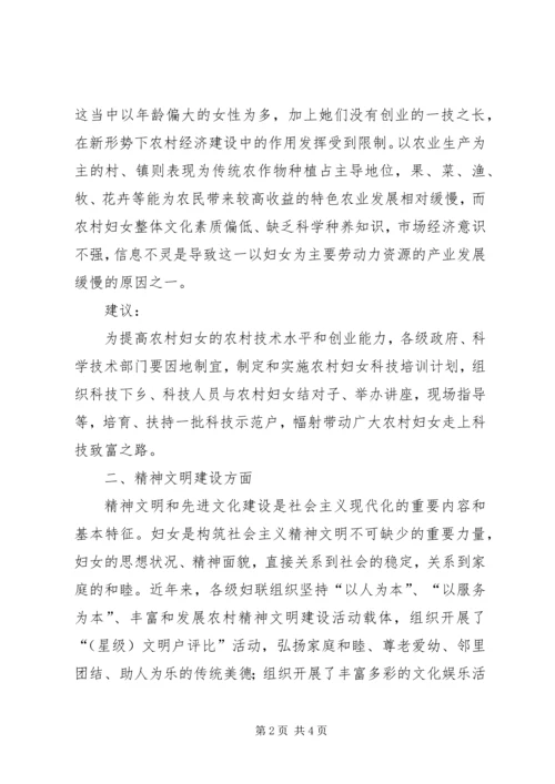 关于农村妇女发挥作用的调研思考 (4).docx