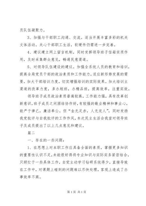 年度民主生活会批评意见三篇.docx