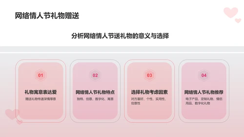 红色3D风网络情人节PPT模板