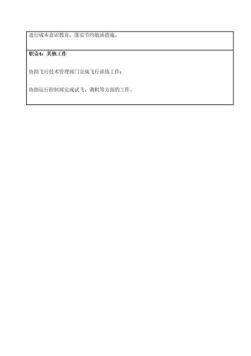 航空物流公司飞行管理部部门职位说明书及关键绩效标准