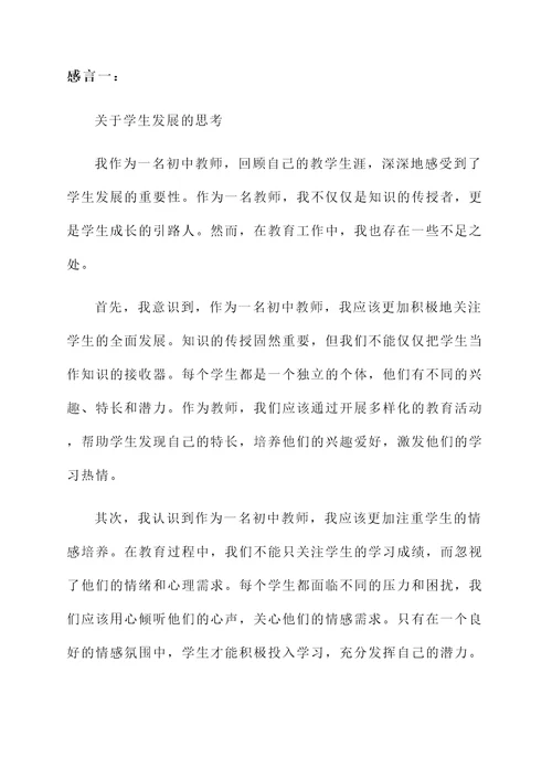 初中教师自省感言