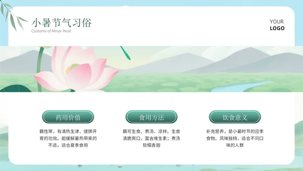 绿色清新风小暑科普讲座PPT模板