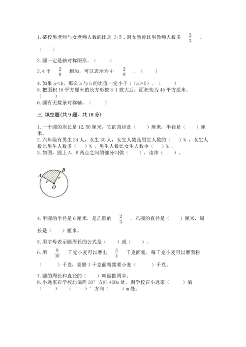 小学六年级上册数学期末测试卷a4版可打印.docx