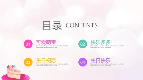 粉色生日快乐电子相册动态PPT模板