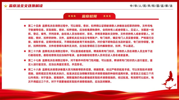 红色大气庄严监察法解读学习培训PPT条例监察
