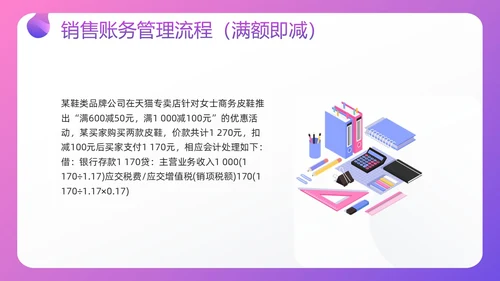 紫色插画电商行业会计处理流程PPT模板宣传PPT动态PPT财务知识培训