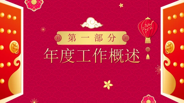 红色渐变中国风开门红年终工作总结PPT模板