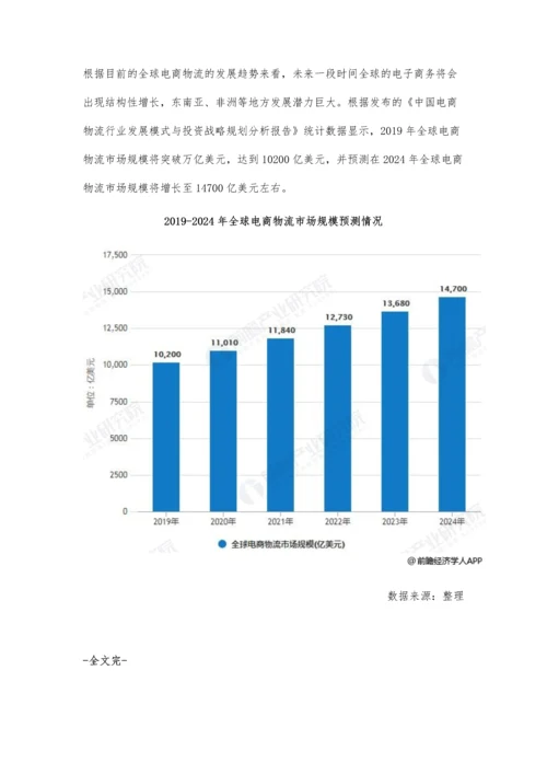 全球电商物流行业市场现状及发展趋势分析-推动智慧一体化发展以步入现代化.docx