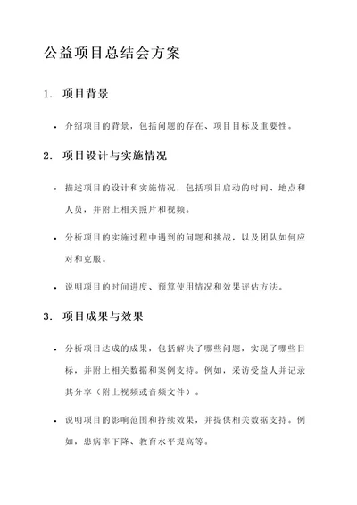 公益项目总结会方案