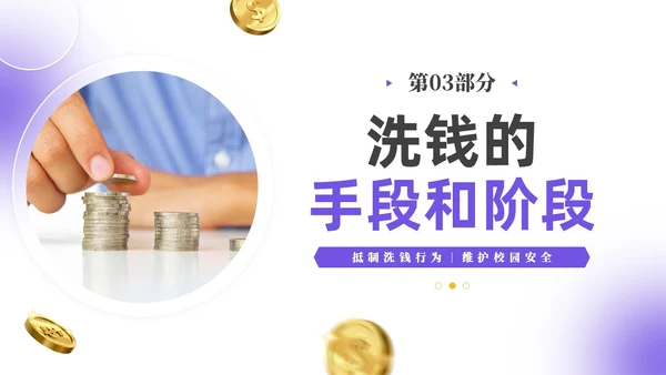 紫色简约实拍风校园反洗钱教育PPT