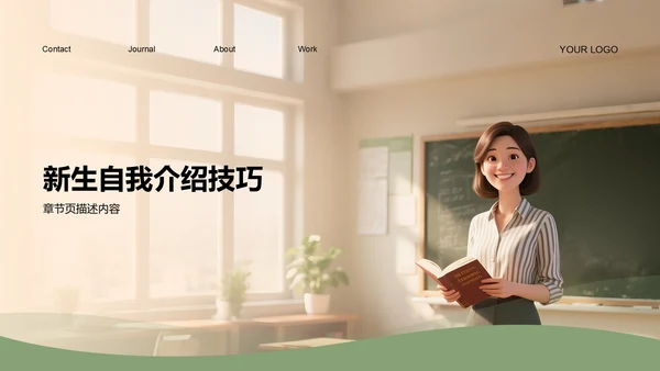 绿色简约风新生自我介绍PPT