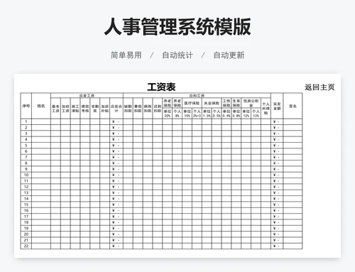 人事管理系统模版