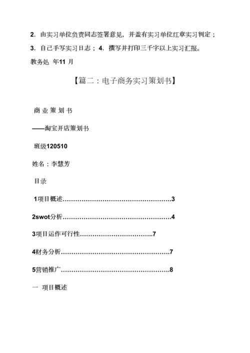 工作专题计划之电子商务实习专题计划书.docx