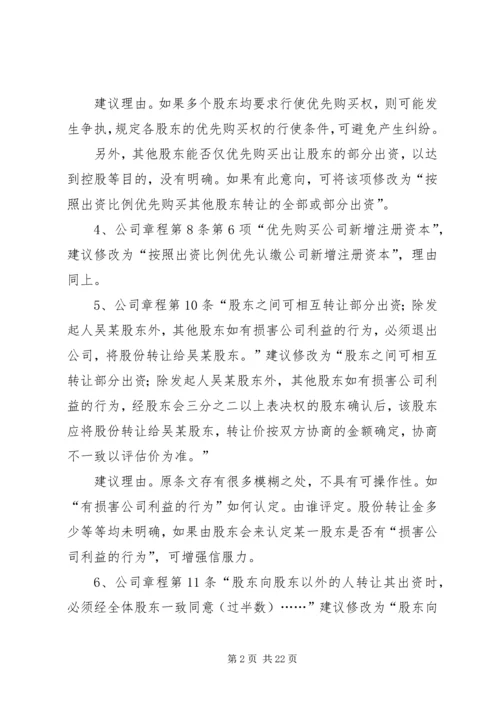 关于公司章程的法律意见书.docx