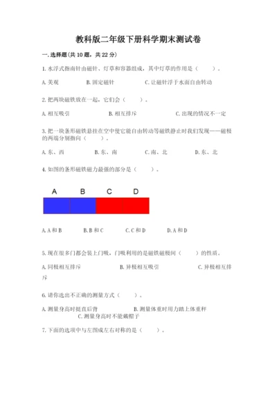 教科版二年级下册科学期末测试卷（考点精练）.docx