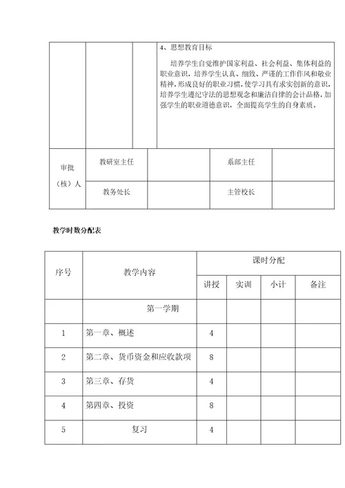 企业财务会计教学计划共7页