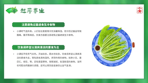 绿意春天小满时节二十四节气通用PPT模板