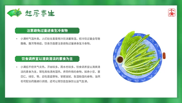 绿意春天小满时节二十四节气通用PPT模板