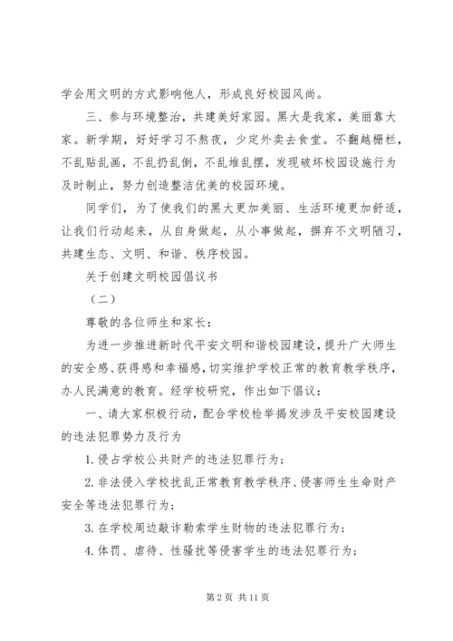 关于创建文明校园倡议书.docx