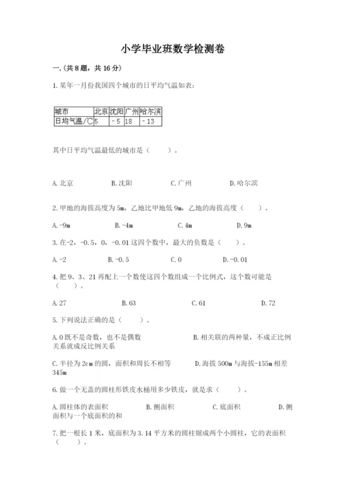 小学毕业班数学检测卷及答案【各地真题】.docx