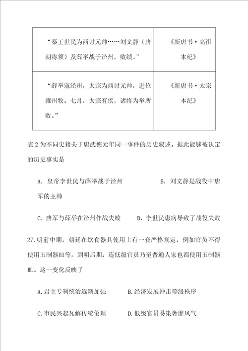 2017年全国高考文综试题及答案全国卷1