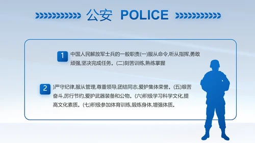 蓝色大气公安警察简介动态PPT