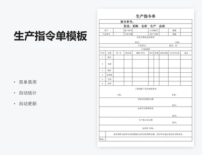 生产指令单模板