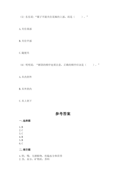 科学四年级下册第一单元植物的生长变化测试卷完整版.docx