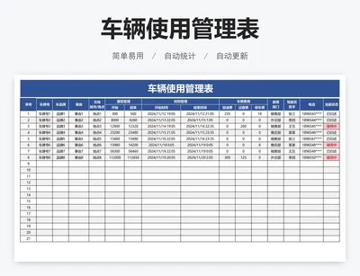 车辆使用管理表