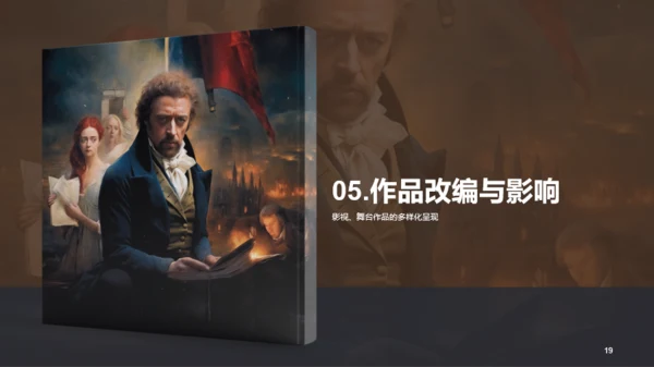 棕色复古读书笔记悲惨世界PPT模板