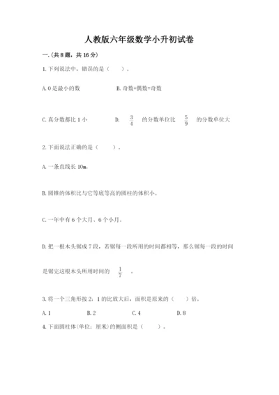 人教版六年级数学小升初试卷学生专用.docx