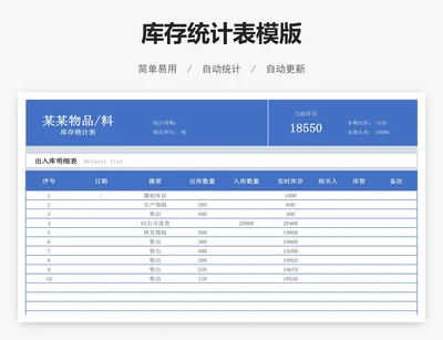 库存统计表模版