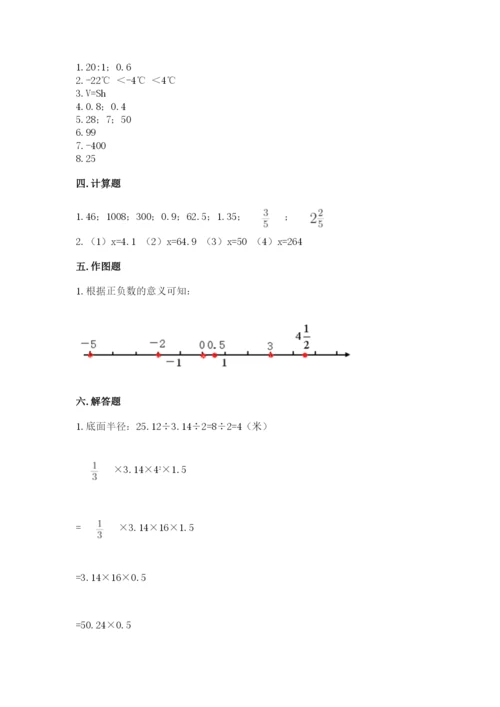 冀教版六年级下册数学 期末检测卷含答案（研优卷）.docx
