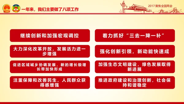 撸起袖子加油干聚焦两会党政大气PPT模板