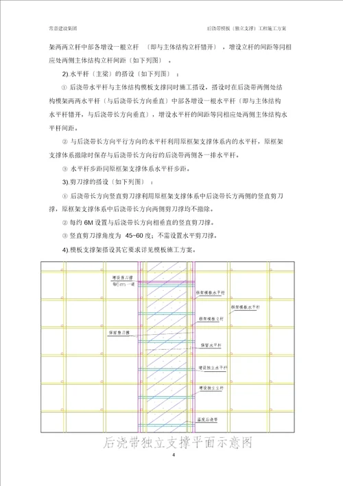 完整word版后浇带模板独立支撑工程施工方案